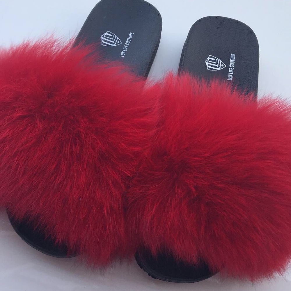 Red Fox Fur Slides